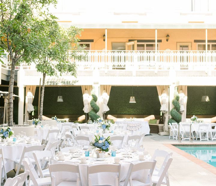 Ayres Hotel Costa Mesa Wedding Pool Courtyard Wedding Set Up